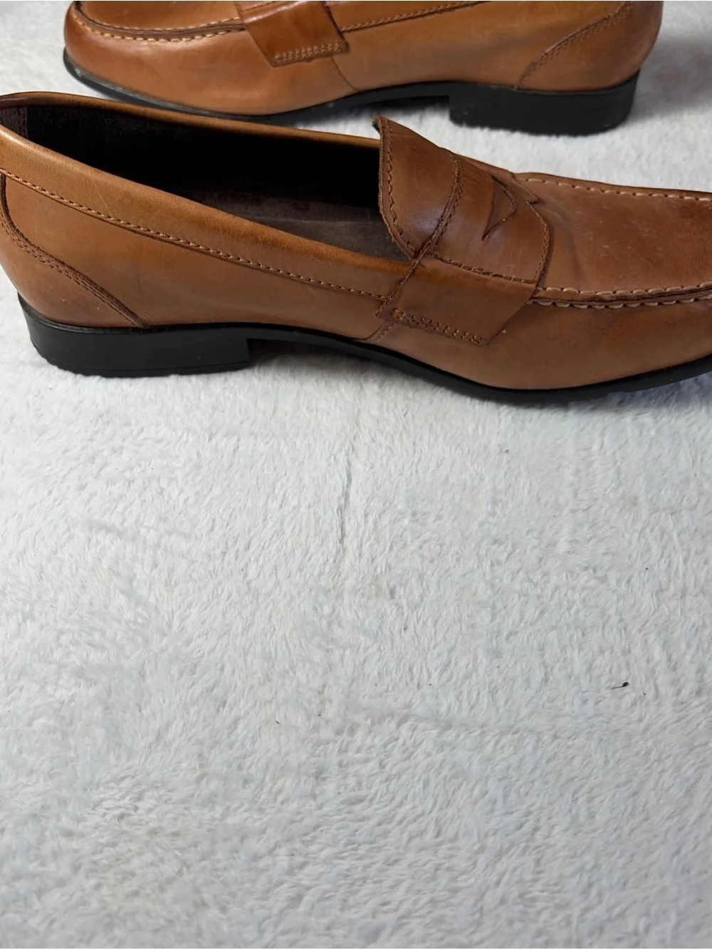 Rockport Mens Tan Leather Penny Loafers Walkability 11.5 M Business Casual